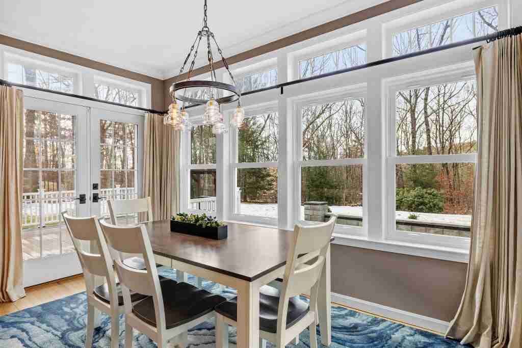 Dining room with impact windows
