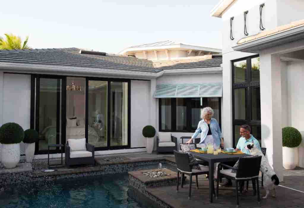 Cat's Claw exterior with sliding glass door