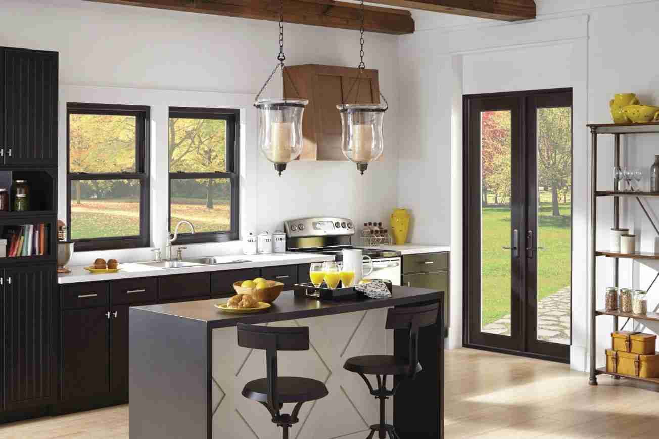 Kitchen with French & single-hung impact windows